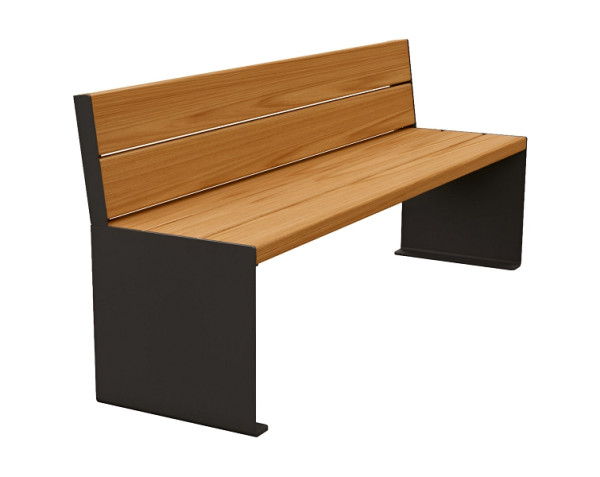 Procity Sitzbank Kube, 1800 mm, Mit Rückenlehne Stahl & Holz Ohne Armlehnen, helle Eiche/RAL 9005, 306384.9005.CHEC