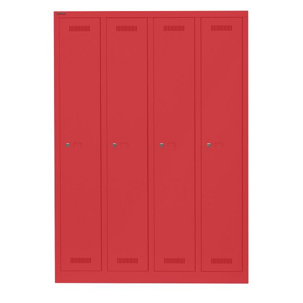 Bisley Garderobenschrank Monobloc™, 4 Abteile je 1 Fach, 670 kardinalrot, ML11Q1670