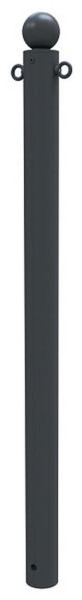 Schake Absperrstilpfosten ortsfest- zum Einbetonieren, Ø 76mm, mit, Kugelkopf, beschichtet RAL 7016, mit 2 Ösen, 475B+2