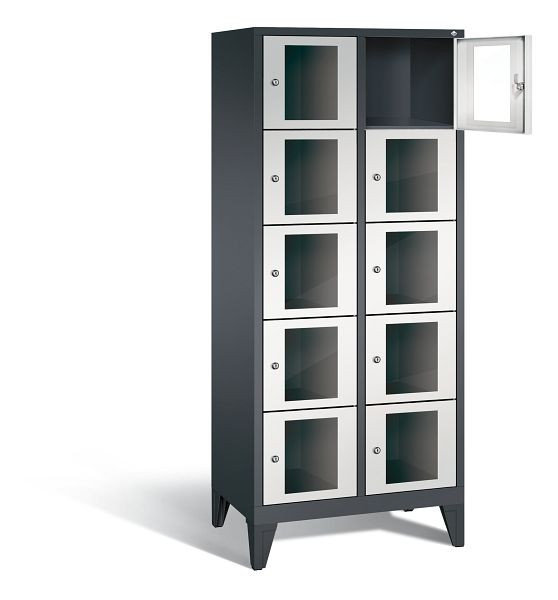 C+P Schließfachschrank Classic, H1850xB810xT500mm, Farbe: Schwarzgrau / Lichtgrau, 8010A225 S10013