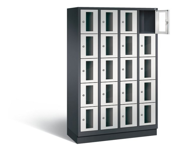 C+P Schließfachschrank Classic, H1800xB1190xT500mm, Farbe: Schwarzgrau / Lichtgrau, 8020A405 S10015