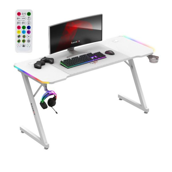 Huzaro Hero 3.3 RGB Weiß Gaming-Schreibtisch, 140 cm x 60 cm, HZ-HERO 3.3 RGB WHITE, 5903796016246