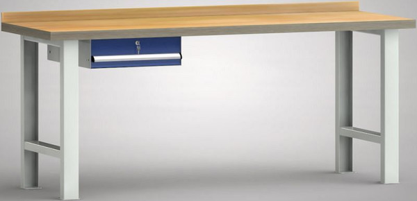 KLW Profi-Werkbank - 2000 x 700 x 845 mm L x T x H, eine Einzelschublade ES-BEA-150ES, variabel, WP500N-2000M45-E7001