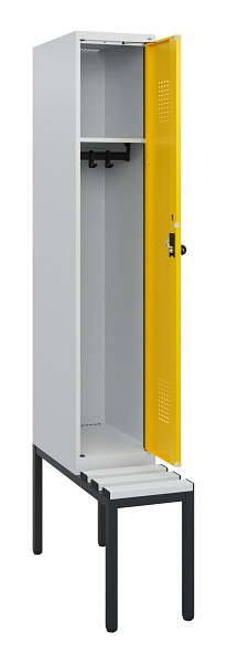 C+P Spind Evolo PLUS, 1 Abteil, 1950x300x815mm, 7035/1023, Drehriegel, Sitzfläche Kunststoff, Sitzbank, 0490505-10 S10055