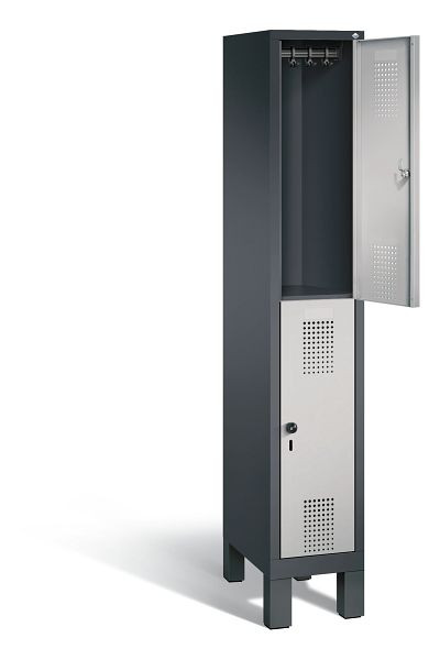 C+P Spind doppelstöckig Evolo, H1850xB320xT500mm, Farbe: Schwarzgrau / Weißaluminium, 48310-10 S10100