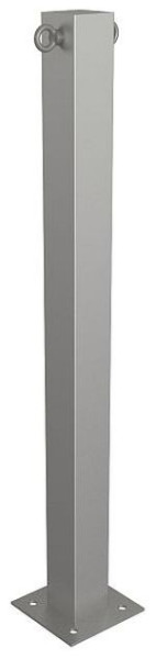 Schake Sperrpfosten aus Edelstahl Typ 4070P, -ortsfest- 70x70mm, zum Aufdübeln, mit Bodenplatte, mit 2 Ösen, 4070P+2