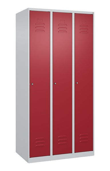 C+P Umkleidespind Classic PLUS mit Mitteltrennwand, 3 Abteile, 1850x900x500mm, 7035/3003, Zylinderschlösser, 080000-30F S10026