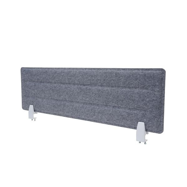Mendler Tischtrennwand HWC-G76, Büro-Sichtschutz Schreibtisch Pinnwand, Klemmen Stoff/Textil mit Prägung, 100x30cm grau, 71945+71947