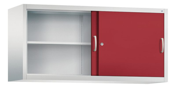 C+P Aufsatzschrank Acurado, H790xB1600xT500mm, Farbe: Lichtgrau / Rubinrot, Bügelgriff, 2 OH, 2155-00 S10051