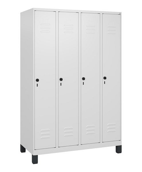 C+P Umkleidespind Classic PLUS mit Mitteltrennwand, Füße, 4 Abteile, 1800x1200x500mm, 9016/9016, Drehriegel, 0800107-40F S10014