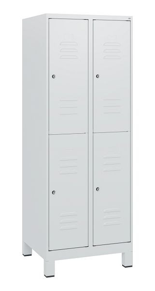 C+P Doppelstöckiger Spind Classic PLUS, Füße, 2 Abteile, 1630x600x500mm, 7035/7035, Zylinderschlösser, 0803105-20 S10039