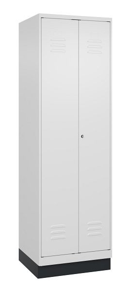 C+P Umkleidespind Classic PLUS, Doppel-Spind, Sockel, 2 Abteile, 1950x600x500mm, 9016/9016, Zylinderschloss, 080022-20P S10029
