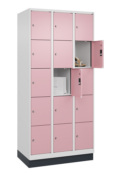 C+P Schließfachschrank Evolo PLUS, mit Sockel, 15 Fächer, 1950x900x500mm, 9016/3, 049020-305 S10018