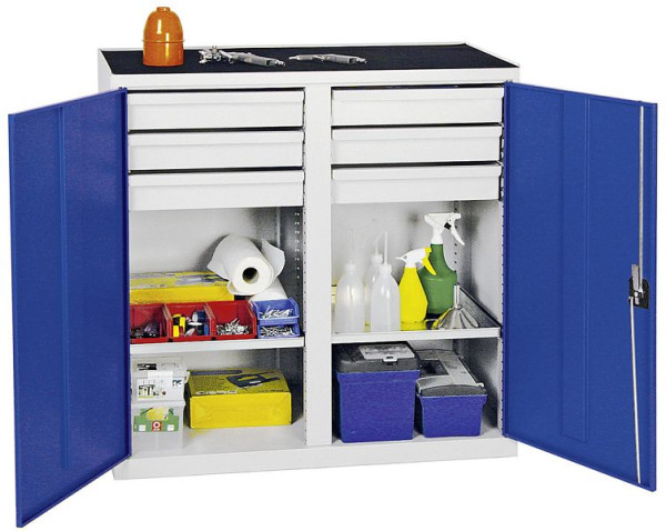 stumpf Werkzeug- und Materialschrank Serie 2000, 7035/5010, 6 Schubladen, Mitteltrennwand, 2 Fachböden, 2002674