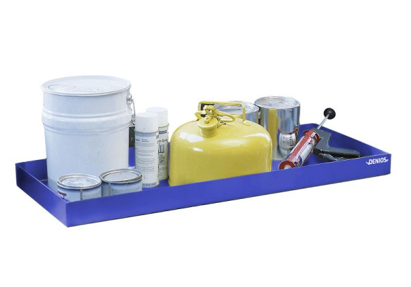 DENIOS Kleingebindewanne aus Stahl, 20 Liter Auffangvolumen, 987 x 400 x 75 mm, 328393