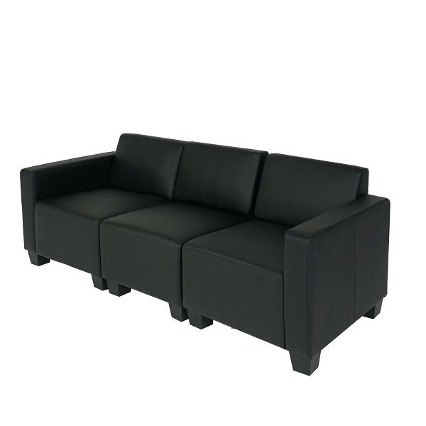 Mendler Modular 3-Sitzer Sofa Couch Lyon, Kunstleder, schwarz, 21689+21692+21696