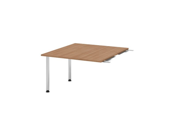 Hammerbacher Verkettungsplatte VKT, Farbe Tischplatte: Nussbaum, Platte: 1200 x 1300 x 25 mm, Rundrohr-Fuß Chrom, Arbeitshöhe: 720 - 740 mm, VKT12C/N/C