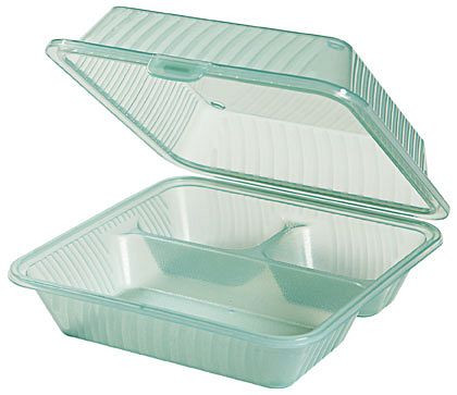 Contacto Eco-Takeouts Behälter, grün, 3 Fächer 23 x 23 x 9 cm, VE: 12 Stück, 1107/236