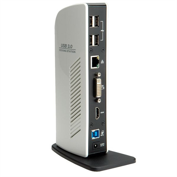 ROLINE USB 3.2 Gen 1 Dual Head Docking Station "Black and White", DVI, HDMI, LAN, 12.02.1042