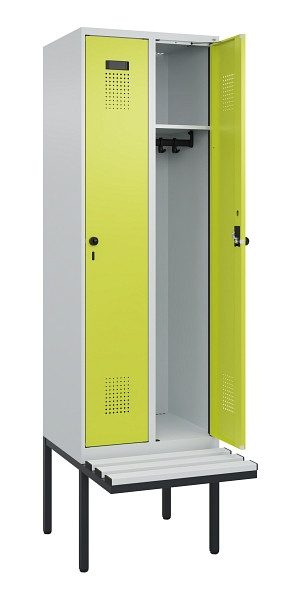 C+P Spind Evolo PLUS, 2 Abteil, 2120x600x815mm, 7035/0024, Drehriegel, Material Sitzfläche Kunststoff, 0490407-20 S10069