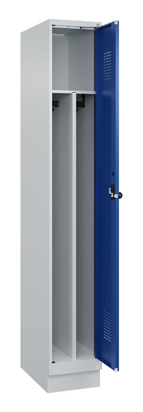 C+P Spind Evolo PLUS, mit Sockel, 1 Abteil, 1950x300x500mm, 7035/5010, Verschluss Drehriegel, 049020-10F S10006