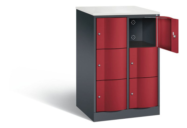 C+P XL-Schließfachschrank Resisto, H1255xB772xT640mm, Farbe: Schwarzgrau / Rubinrot, 8573-273 S10102