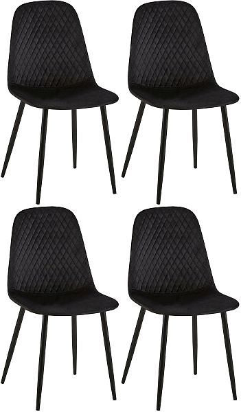 CLP 4er Set Stühle Giverny Samt, schwarz, 320425, 4251756474560