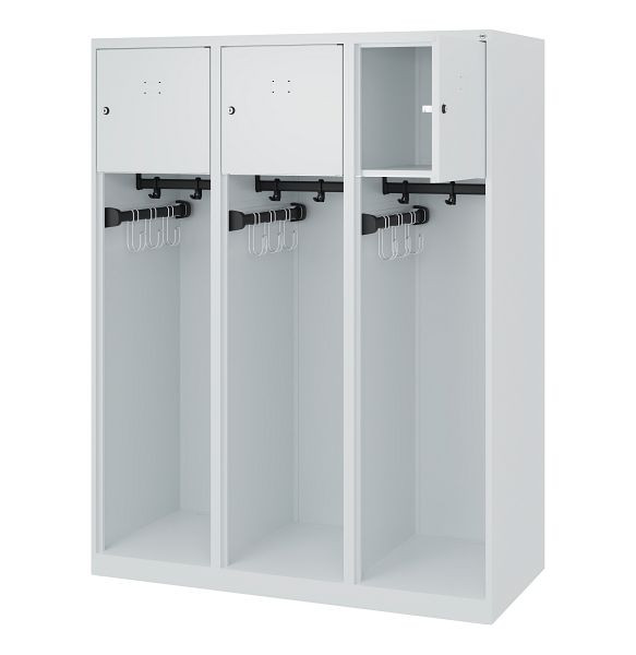 C+P Feuerwehrspind Evolo, Modell YOUNGSTER, 3 Abteile, H1530xB1200xT500 mm, Lichtgrau, 0490015-32 S10000