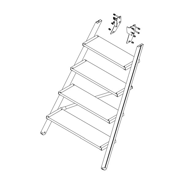 Munk Günzburger Steigtechnik Aufstieg Podesttreppe 5 Stufen inkl. Montagesatz, Korundbeschichtung, 800055