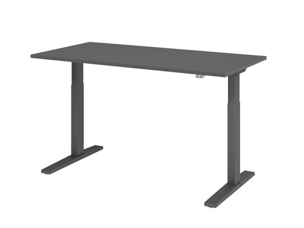 Hammerbacher Schreibtisch XMKA16, 160 x 80 cm, Platte: Graphit, 25 mm dick, ABS-Dickkante, Rechteckform, Graphit, VXMKA16/G/G