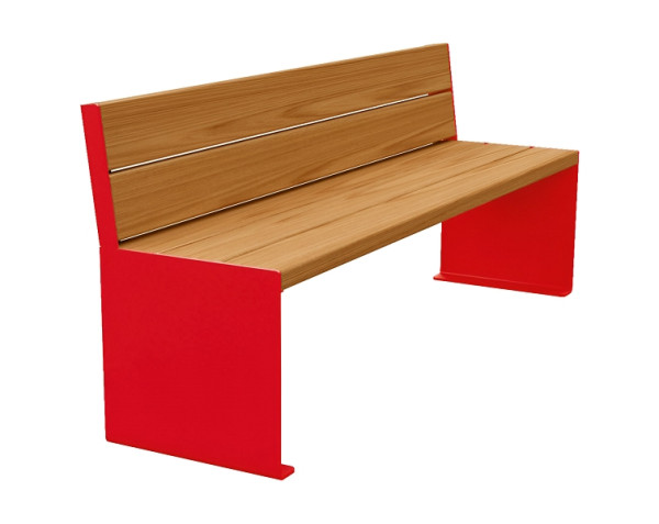 Procity Sitzbank Kube, 1800 mm, Mit Rückenlehne Stahl & Holz Ohne Armlehnen, helle Eiche/RAL 3020, 306384.3020.CHEC