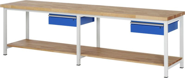 RAU Werkbank Serie 8000 - Gestell-Bauweise (Schweißgestell), 2x Schublade, 3000x840x700 mm, 03-8001A7-307B4S.11