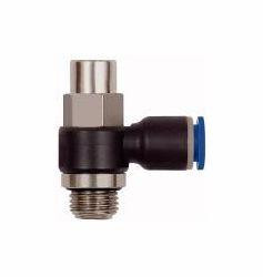 Riegler Drosselrückschlagventil mit Abluftdrosselung, regulierbar mit Schlitzschraube, Außengewinde zylindrisch mit O-Ring (NBR), 110036, 4047322387446