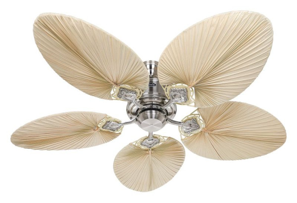 CasaFan Deckenventilator Caribbean Dream Eco II Chrom gebürstet-Palmblatt natur, 513722