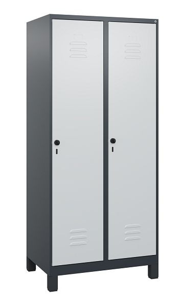 C+P Umkleidespind Classic PLUS, Füße, 2 Abteile, 1800x800x500mm, 7016/7035, Drehriegel, 0800107-22 S10013