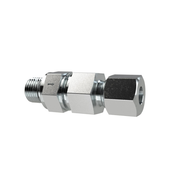 Riegler Rückschlagventil, G 1 a, Gewinde-Schneidring, Rohr-A-Ø28, PN max.100, SW1 41, SW2 55, SW3 50, Stahl verzinkt,ÖD0,8-1,2bar, 159473, 4047322641036