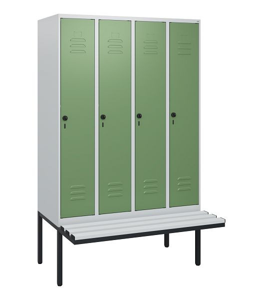 C+P Umkleidespind Classic PLUS, 4 Abteile, 1950x1200x815mm, 7035/6011, Drehriegel, 0800405-40 S10036