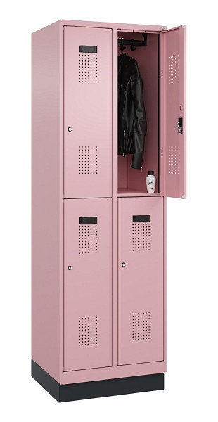 C+P Doppelstöckiger Spind Evolo PLUS, mit Sockel, 4 Fächer, 1950x600x500mm, 3015, Zylinderschloss, 049320-20 S10051