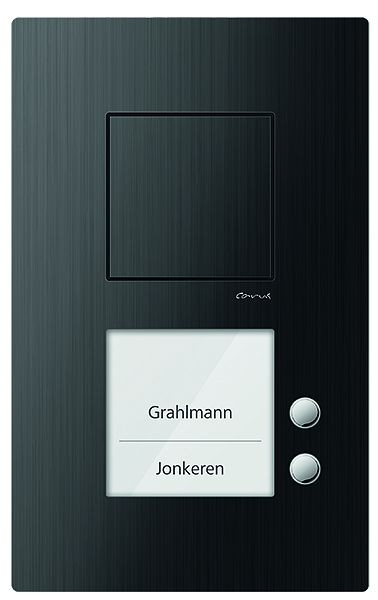 TCS Audio Außenstation Serie Carus IRIS mit 2 Klingeltasten (rechtsbündig), AP schwarz, CAE1002-0156