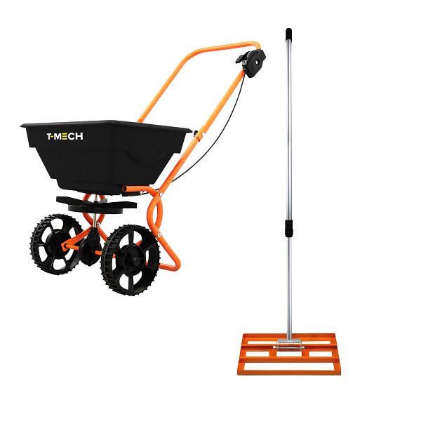 T-Mech Rasennivellierer und Rotationsstreuer 50cm, Orange, 214838