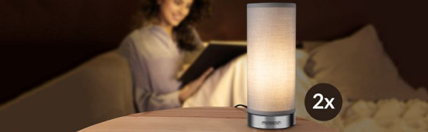 monzana Tischlampe Jasmin 2er-Set Grau dimmbar, 109332