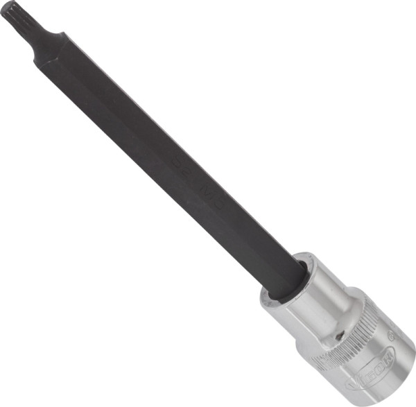 VIGOR Innenvielzahn Schraubendreher-Einsatz (XZN), Vierkant hohl 12,5 mm (1/2 Zoll), Innen Vielzahn Profil XZN, M5, Länge: 140 mm, VE: 5 Stück, V2122