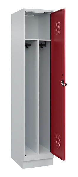 C+P Spind Evolo PLUS, mit Sockel, 1 Abteil, 1950x400x500mm, 7035/3003, Verschluss Drehriegel, 049020-12F S10004