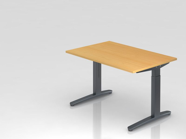 Hammerbacher Schreibtisch C-Fuß 120x80cm Buche/Graphit, Rechteckform, VXB12/6/GG