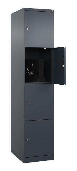 C+P Schließfachschrank Evolo PLUS, 4 Fächer, 1850x400x500mm, 7016/7016, 049000-124 S10016