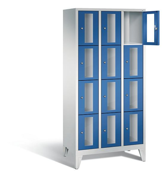 C+P Schließfachschrank Classic, H1850xB900xT500mm, Farbe: Lichtgrau / Enzianblau, 8010A304 S10002
