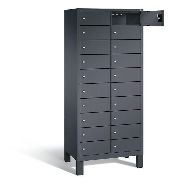 C+P Schließfachschrank Evolo, H1700xB810xT500mm, Farbe: Schwarzgrau, mit Steckdosenleiste, 48010-2210 S10075