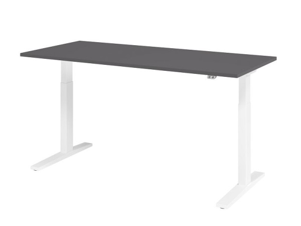 Hammerbacher Schreibtisch XMKA19, 180 x 80 cm, Platte: Graphit, 25 mm dick, ABS-Dickkante, Rechteckform, Weiß, VXMKA19/G/W