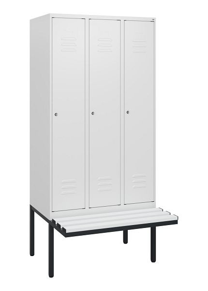 C+P Umkleidespind Classic PLUS, 3 Abteile, 1950x900x815mm, 9016/9016, Zylinderschlösser, 0800405-30 S10059