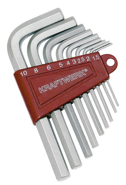 Kraftwerk Innensechskant-Stiftschlüssel-Satz 9-teilig in kurzer Ausführung, 1,5-10 mm, 3601